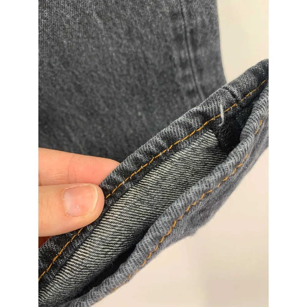 Levis 501 Jeans Mens 28x27 Black Button Fly Straight Fade Distressed (Tag 31x30)